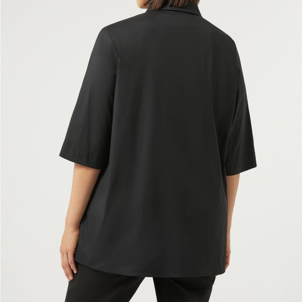 JohnPaulRichard uniform women black button down short sleeve top